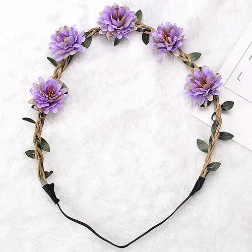 M MISM New Woman Flower Headband Bride Wedding Hair Bands Accessories Girls Bohemian Garland Summer Beach Head Bands Headdress