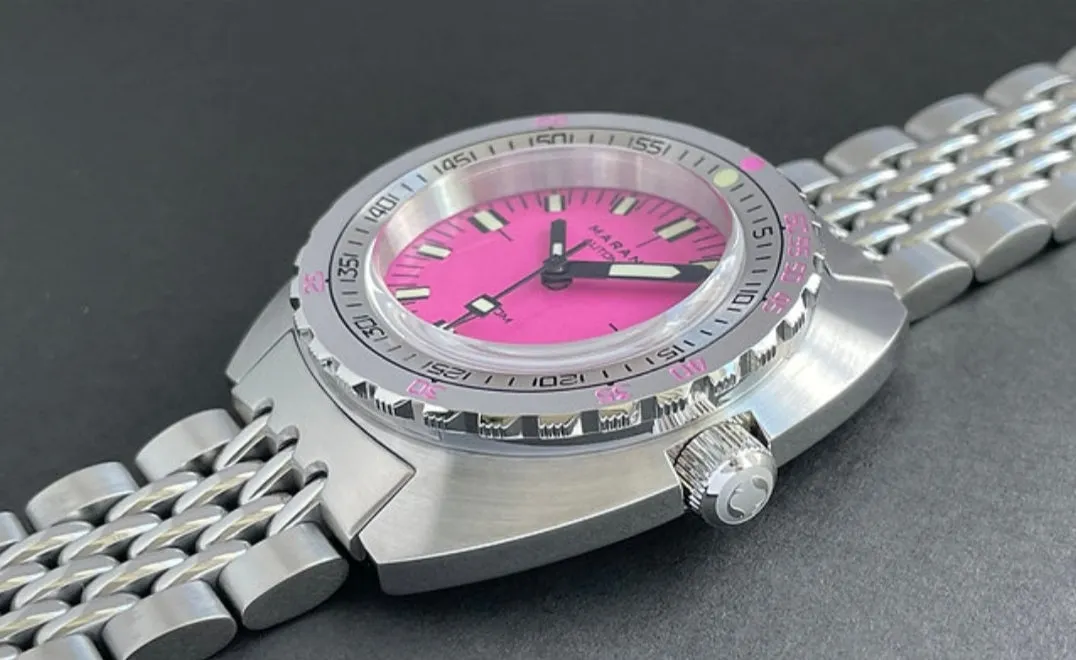 Maranez Samui Vintage Steel Automatic Watch Pink