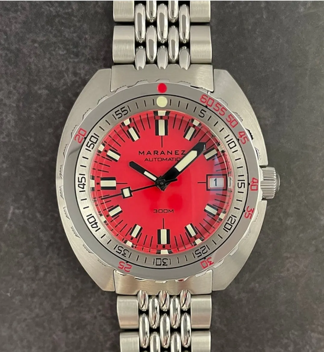 Maranez Samui Vintage Steel Automatic Watch Red