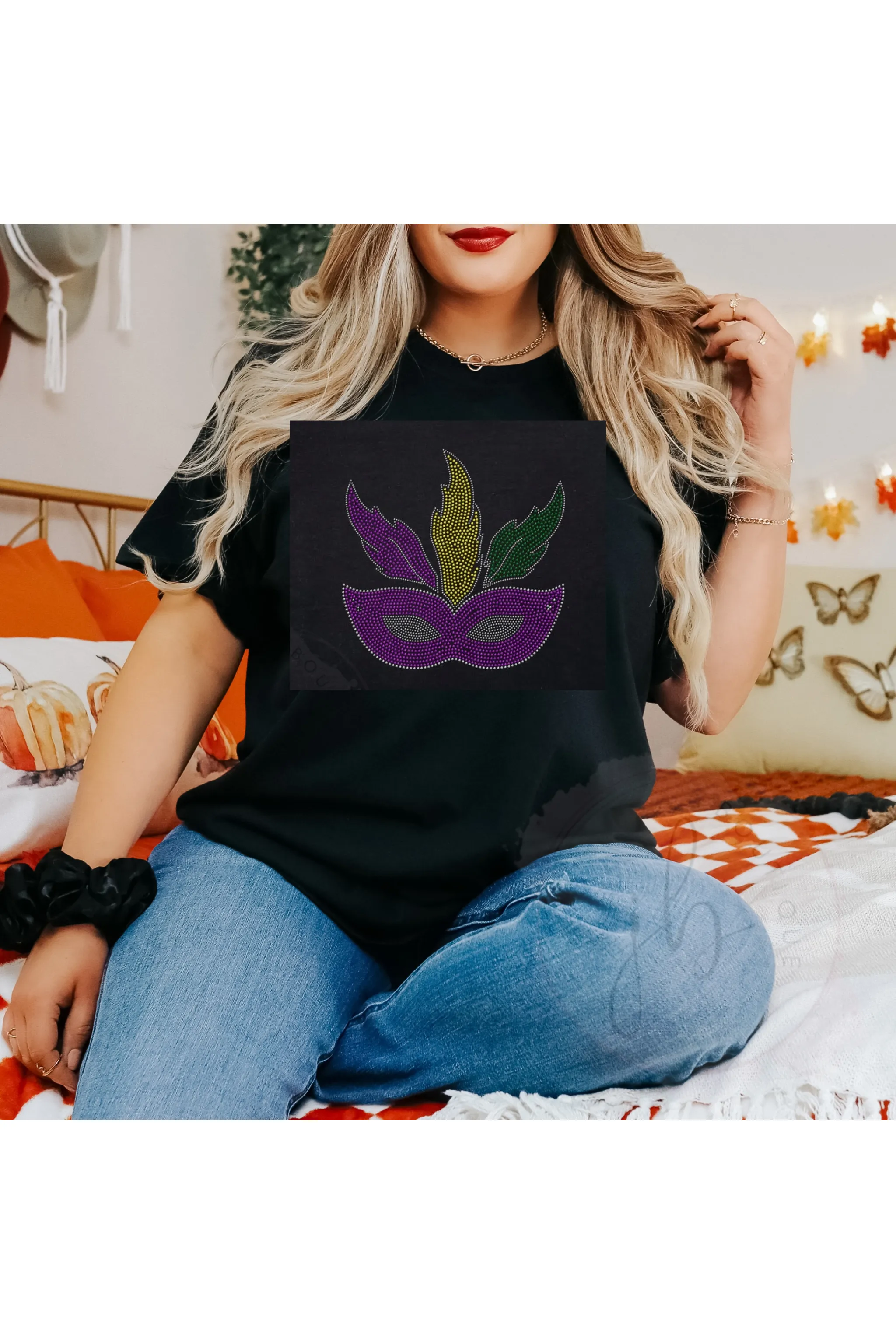 Mardi Gras mask spangle Tee