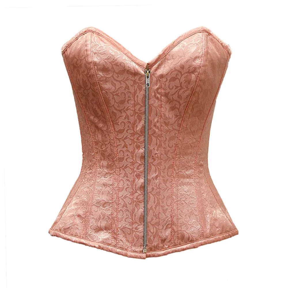 Mcglashen Light Baby Pink Satin Brocade Overbust Corset