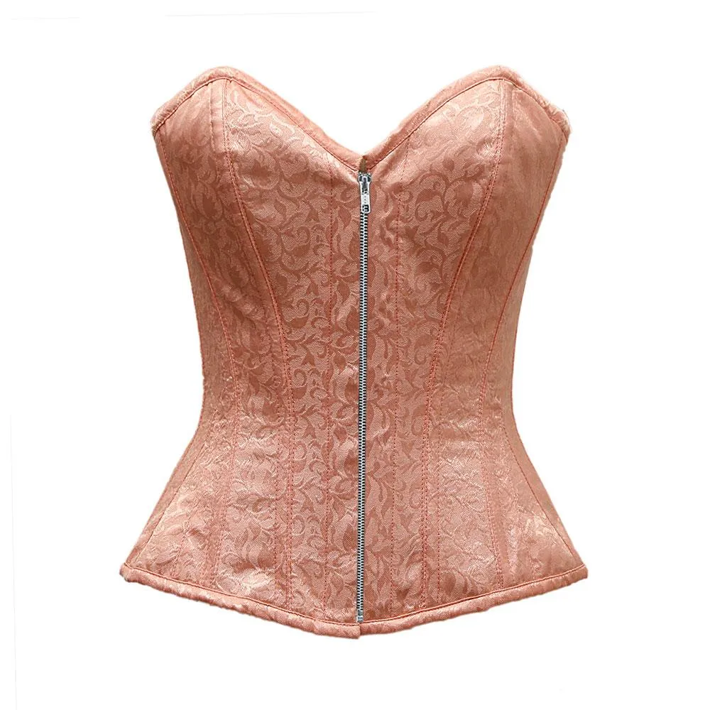 Mcglashen Light Baby Pink Satin Brocade Overbust Corset