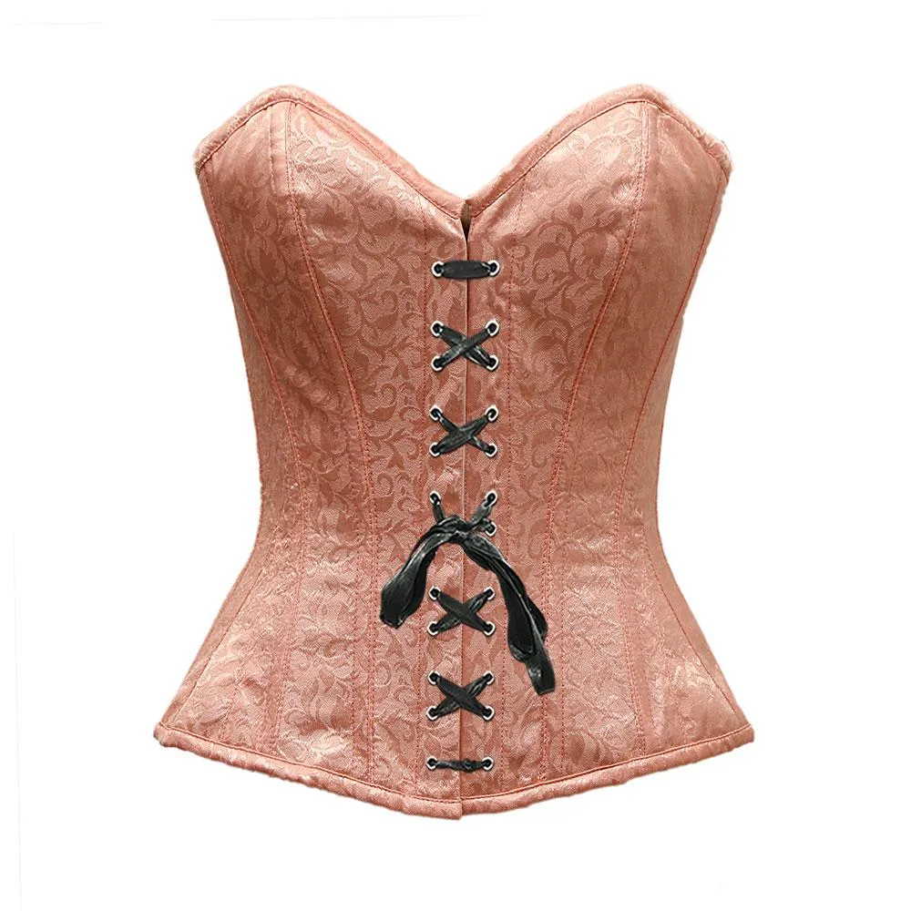Mcglashen Light Baby Pink Satin Brocade Overbust Corset
