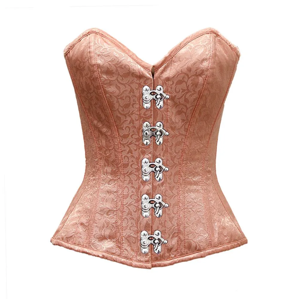Mcglashen Light Baby Pink Satin Brocade Overbust Corset