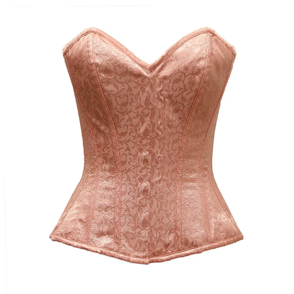 Mcglashen Light Baby Pink Satin Brocade Overbust Corset
