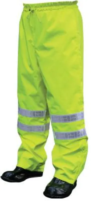 MCR Safety Pro Grade Rain Pants, Polyester/Polyurethane, Hi-Viz Lime, 2X-Large, 598RPWX2