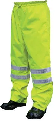 MCR Safety Pro Grade Rain Pants, Polyester/Polyurethane, Hi-Viz Lime, 2X-Large, 598RPWX2