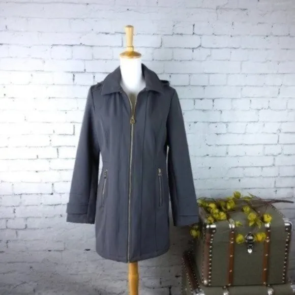 MICHAEL Michael Kors 3/4 Length Coat With Removable Hood Gray Size Small