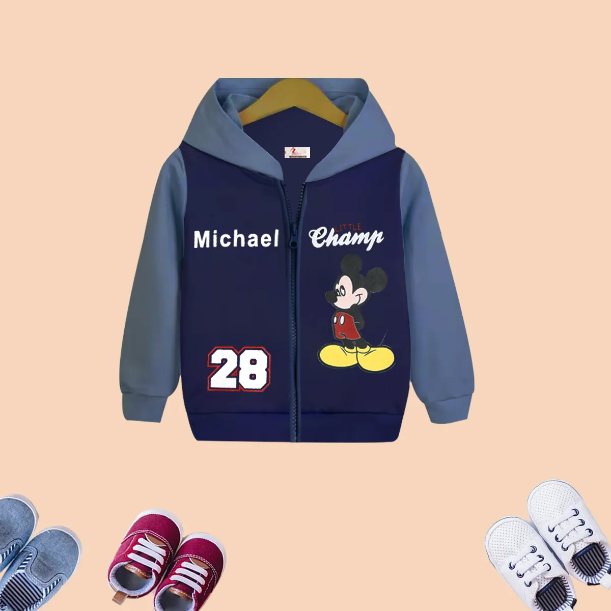 Mickey Mouse Printed Zipper Hoodie With pocket Trouser And Dori Premium Quality 2 Pcs Set
