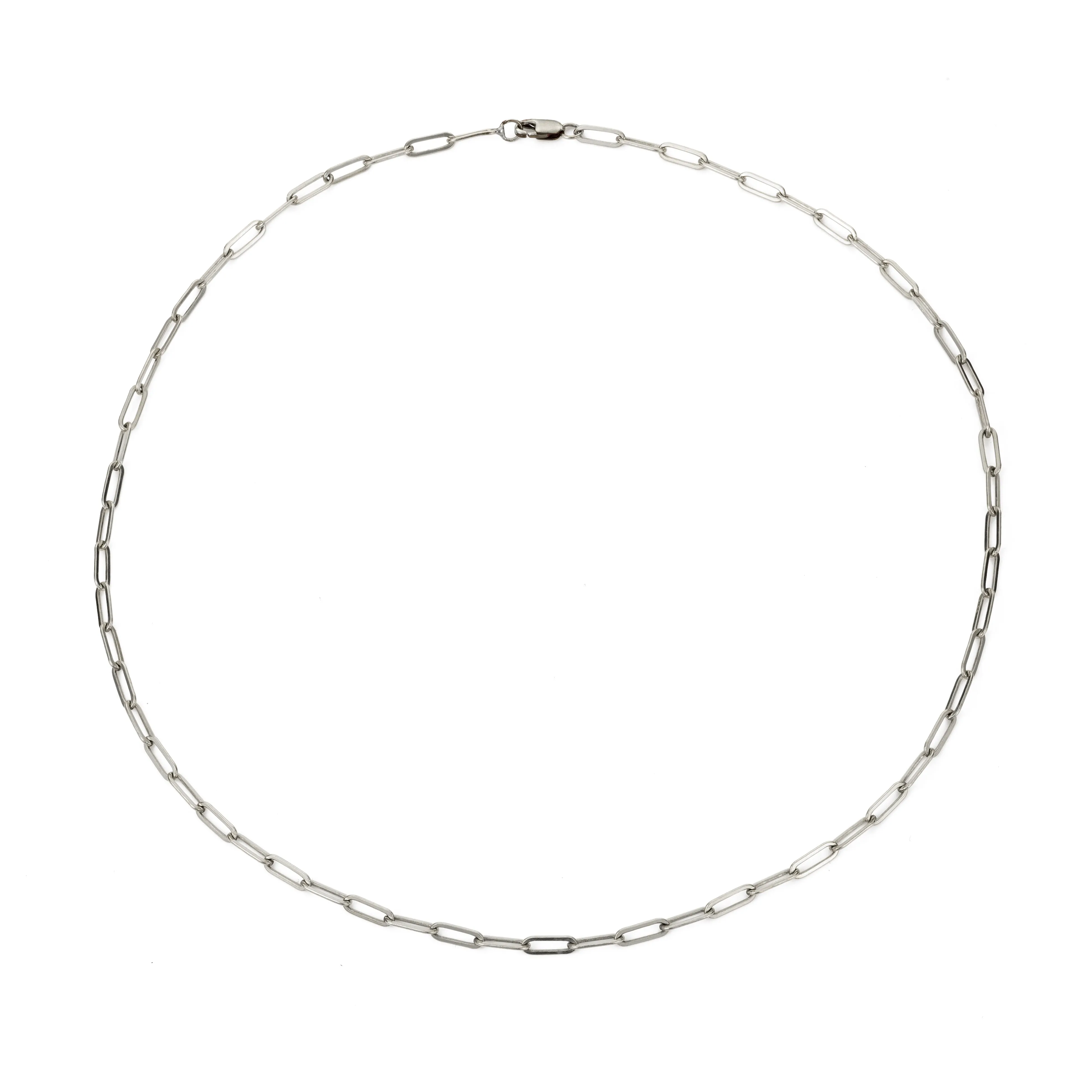 Micro Rectangle Chain Choker - Sterling Silver