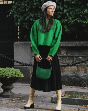 Mio Green Semi Patent Leather Shoulder Bag