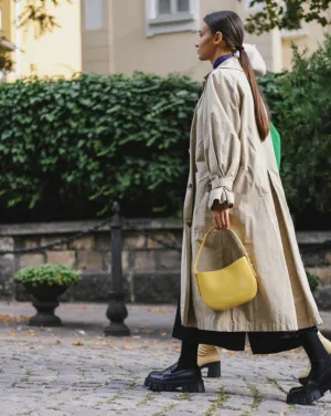 Mio Yellow Semi Patent Leather Shoulder Bag