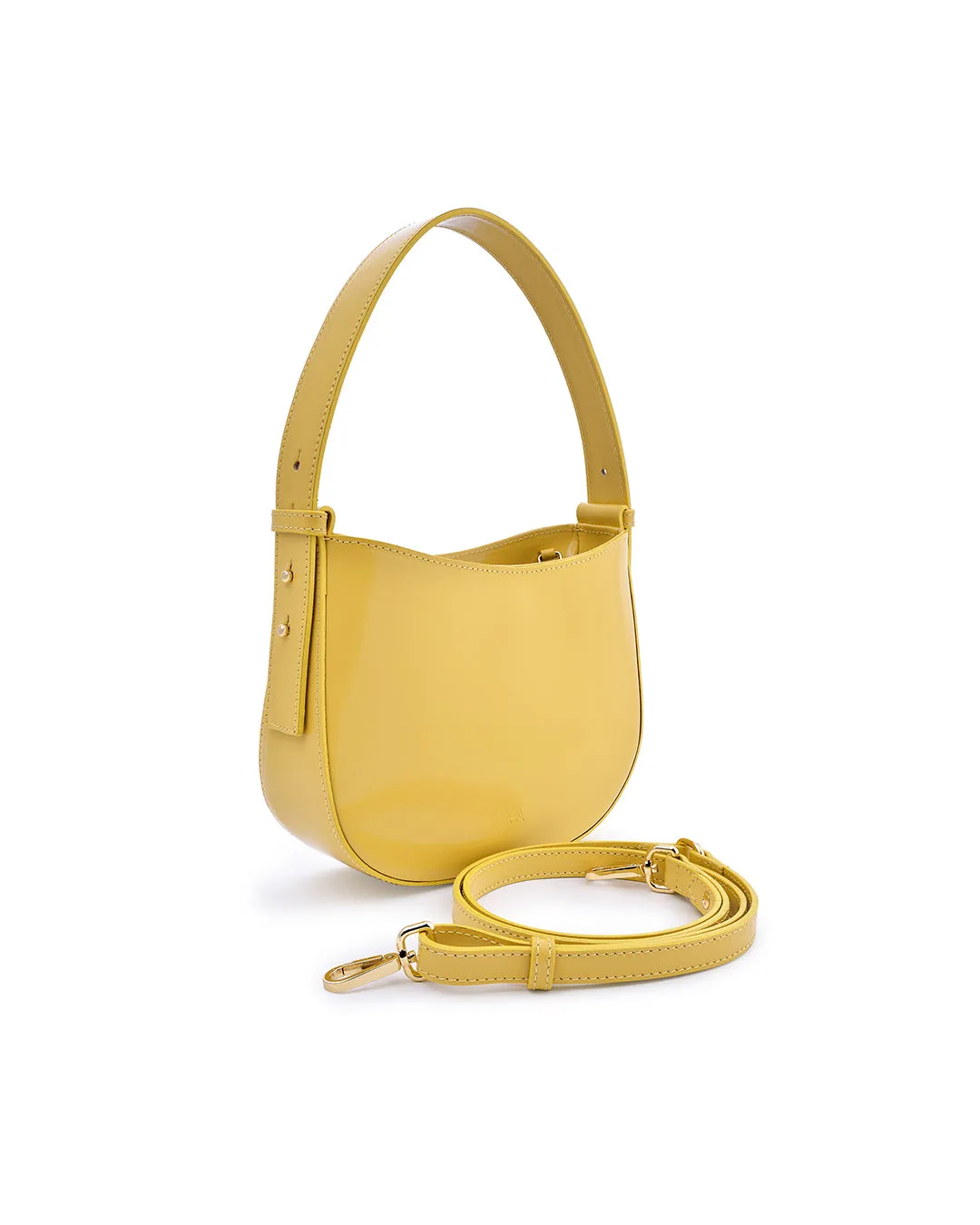 Mio Yellow Semi Patent Leather Shoulder Bag