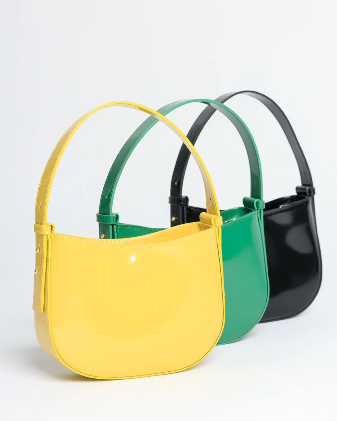 Mio Yellow Semi Patent Leather Shoulder Bag