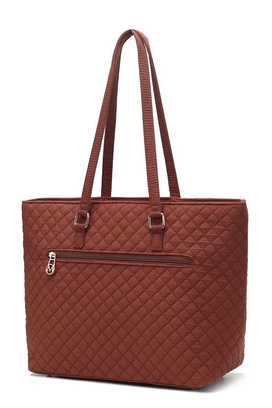 MKF Collection Solid Quilted Cotton Tote Bag