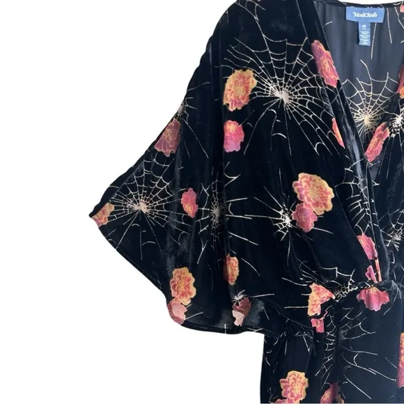 Modcloth Dramatic Depths Velvet Pink Spider Burnout Dress Size: Medium