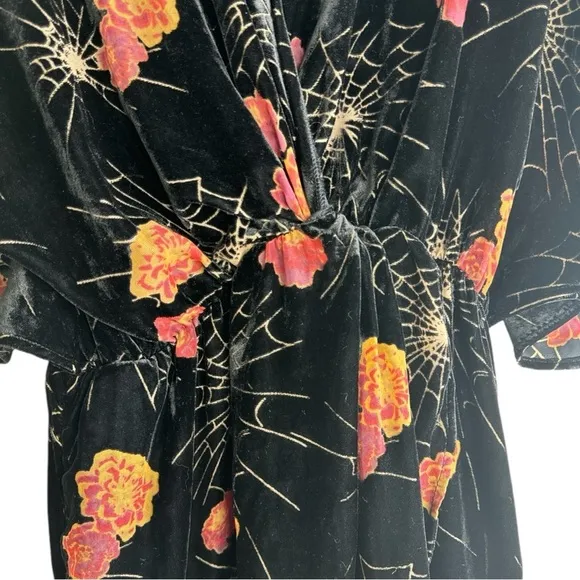 Modcloth Dramatic Depths Velvet Pink Spider Burnout Dress Size: Medium