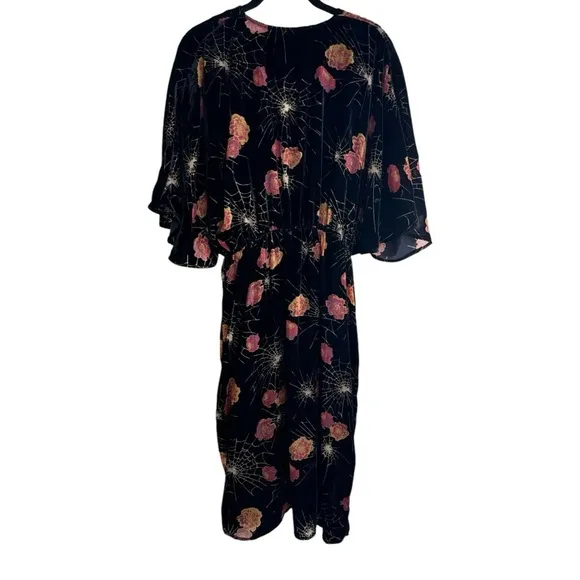 Modcloth Dramatic Depths Velvet Pink Spider Burnout Dress Size: Medium