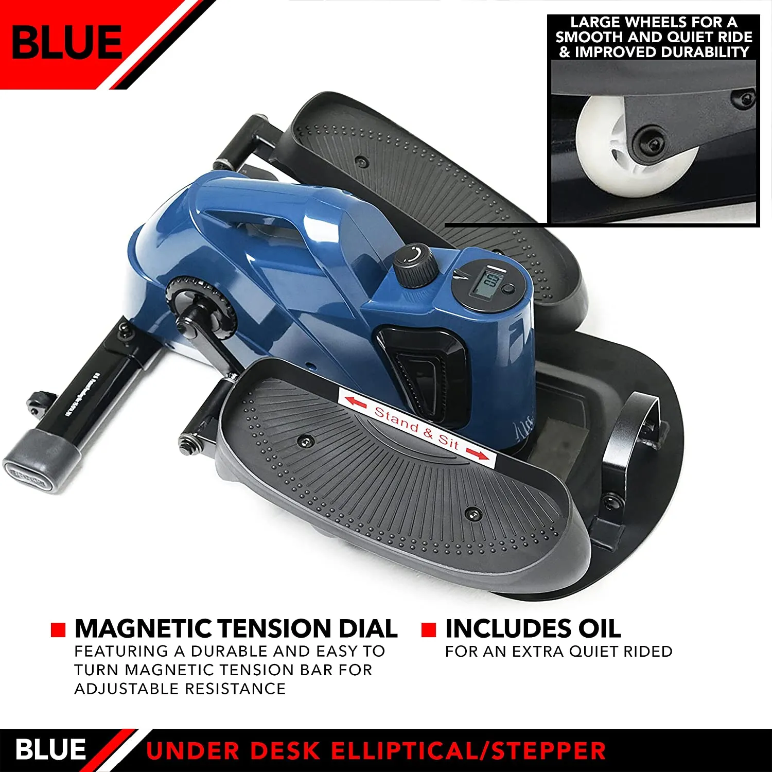 New jfit Under Desk & Stand Up Mini Elliptical/Stepper w/Adjustable Angle | The Ideal Fitness & Exercise Equipment for Home| Ideal for Men, Women, Kids & Seniors| Premium Home Gym Equipment! Retails $322 