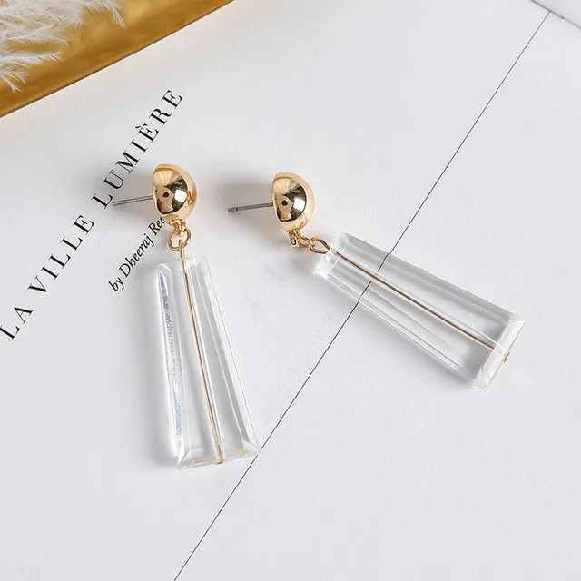 New Minimalist Vintage Brown Acrylic Wooden Surround Long Earrings  Women Antique Round Large Drop Earrings Gift
