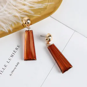 New Minimalist Vintage Brown Acrylic Wooden Surround Long Earrings  Women Antique Round Large Drop Earrings Gift