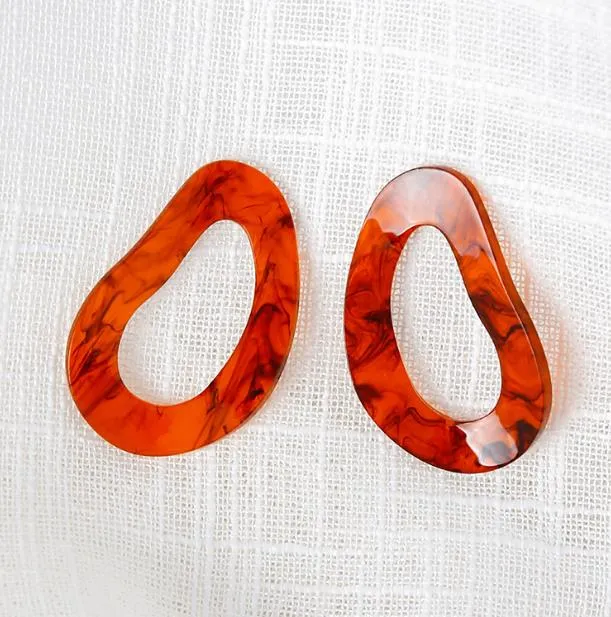 New Minimalist Vintage Brown Acrylic Wooden Surround Long Earrings  Women Antique Round Large Drop Earrings Gift