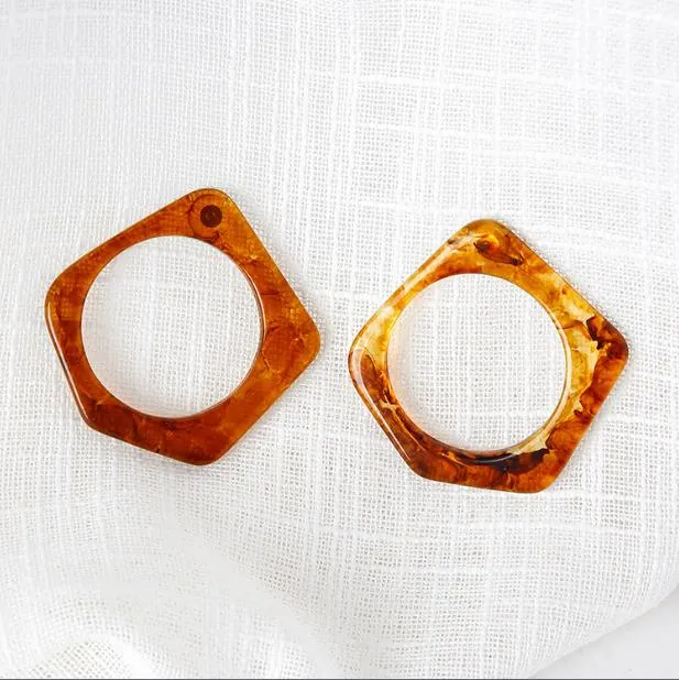 New Minimalist Vintage Brown Acrylic Wooden Surround Long Earrings  Women Antique Round Large Drop Earrings Gift