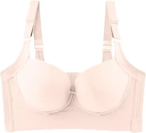 NEW New Year A- One Fab Fit Underwire Bra Push Up T Shirt Bra Modern Demi Bra Lightly Padded Bra with Convertible Straps Compression Sports Bra, Beige, Sz 40D