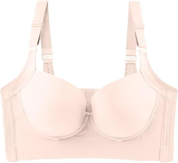NEW New Year A- One Fab Fit Underwire Bra Push Up T Shirt Bra Modern Demi Bra Lightly Padded Bra with Convertible Straps Compression Sports Bra, Beige, Sz 40D