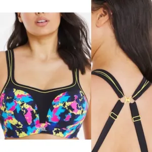 New Panache High Impact Wired Padded Sports Bra Mesh Colorful Size 40GG
