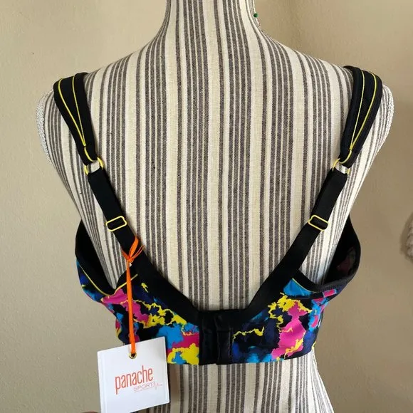 New Panache High Impact Wired Padded Sports Bra Mesh Colorful Size 40GG