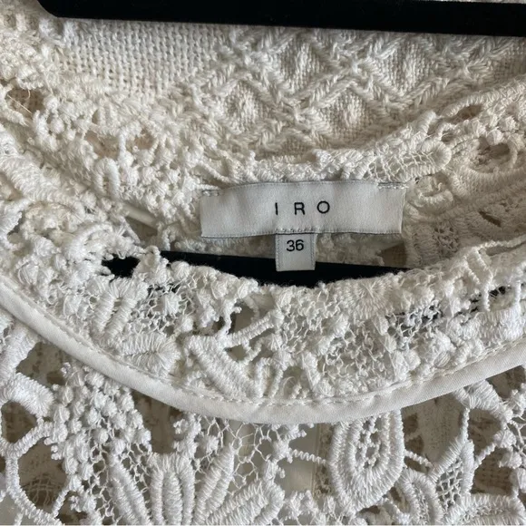 NWOT IRO Creamy White Full Floral Lace Short Sleeve Mini Dress