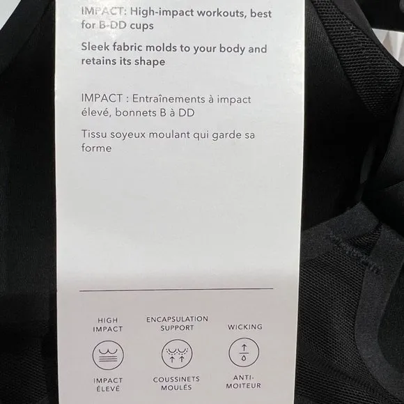 NWT ATHLETA Advance Bra 32F Black Adjustable Straps