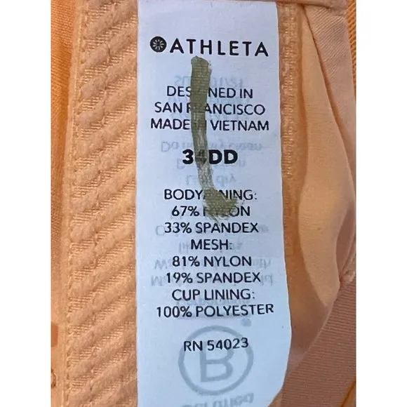 NWT ATHLETA Advance Bra 34DD Orange Adjustable Straps