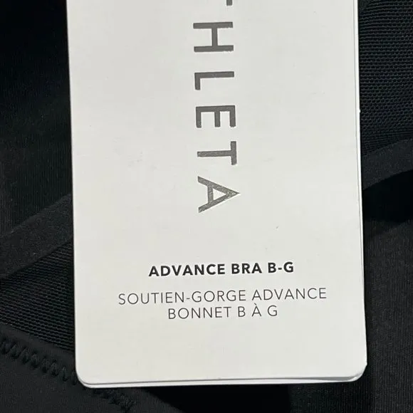 NWT ATHLETA Advance Bra 36F Black Adjustable Straps