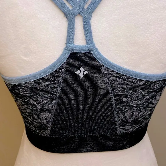 NWT NUX Black and White Medium Compression Lightly Padded Sports Bra Size Large