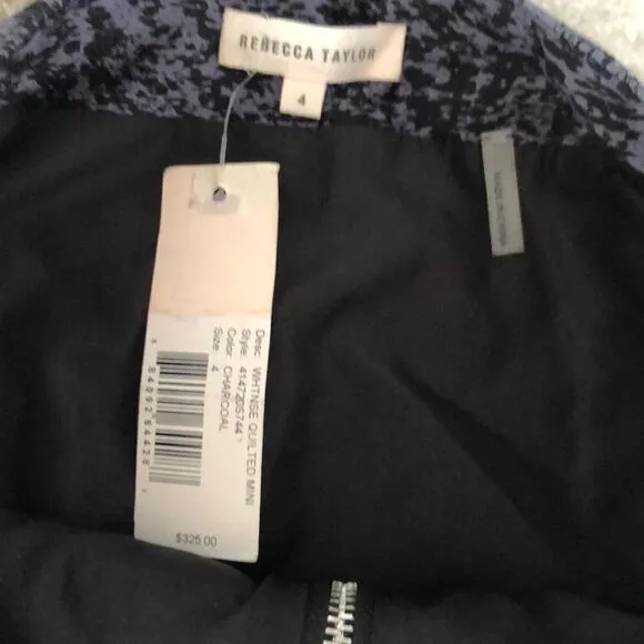 NWT Rebecca Taylor quilted pattern mini skirt