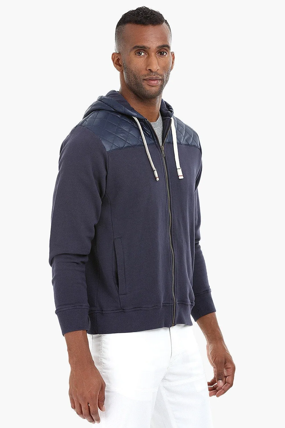 Nylon/Fleece Quilted Hoodie