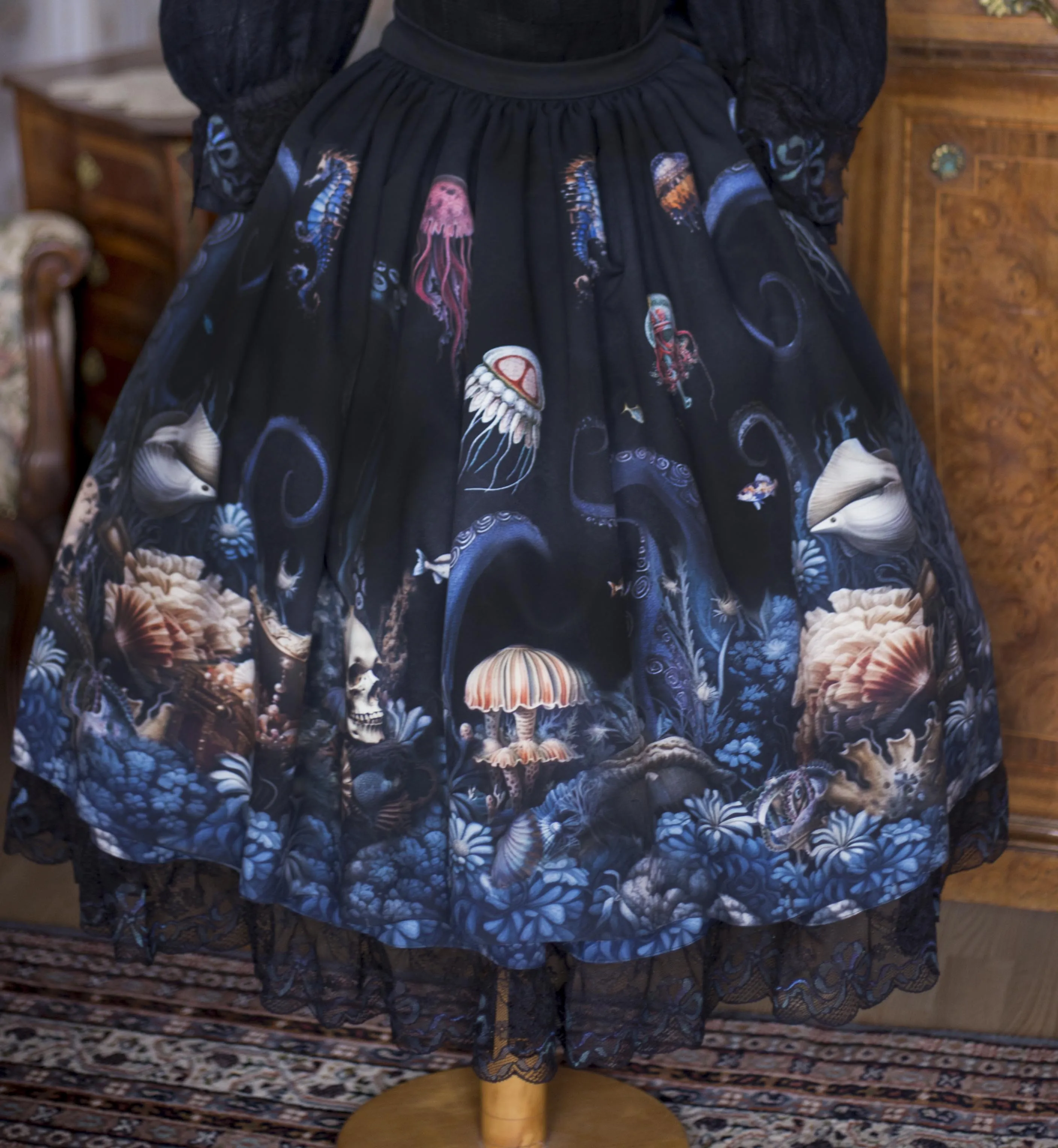Ocean Skirt  ( Black, Sea blue, Light Blue)