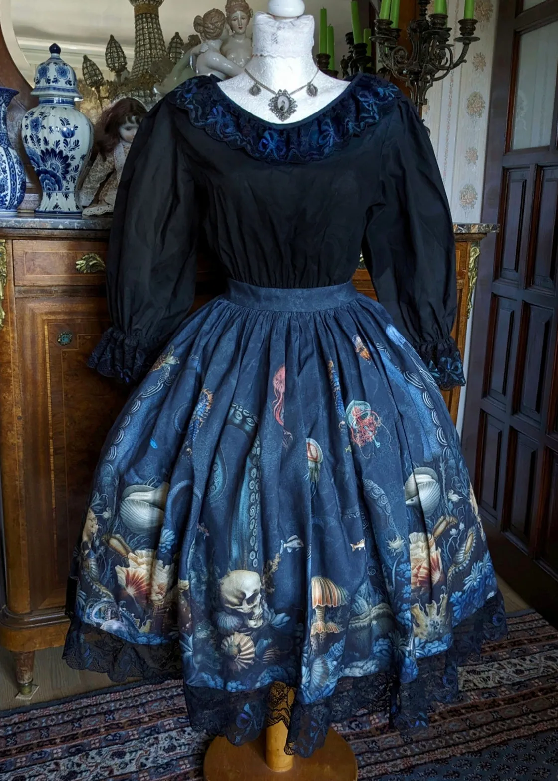 Ocean Skirt  ( Black, Sea blue, Light Blue)