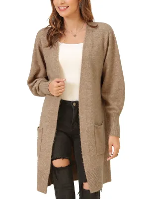 Open Front Pockets Longline Cardigan