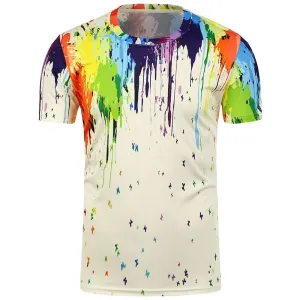Paint Splatter Men Short Sleeve 3D Printing T-Shirt 1527