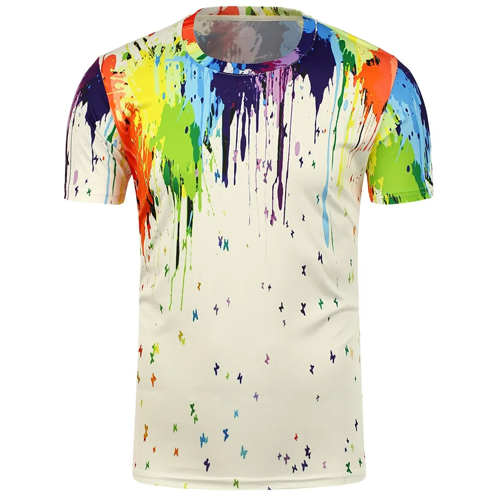 Paint Splatter Men Short Sleeve 3D Printing T-Shirt 1527