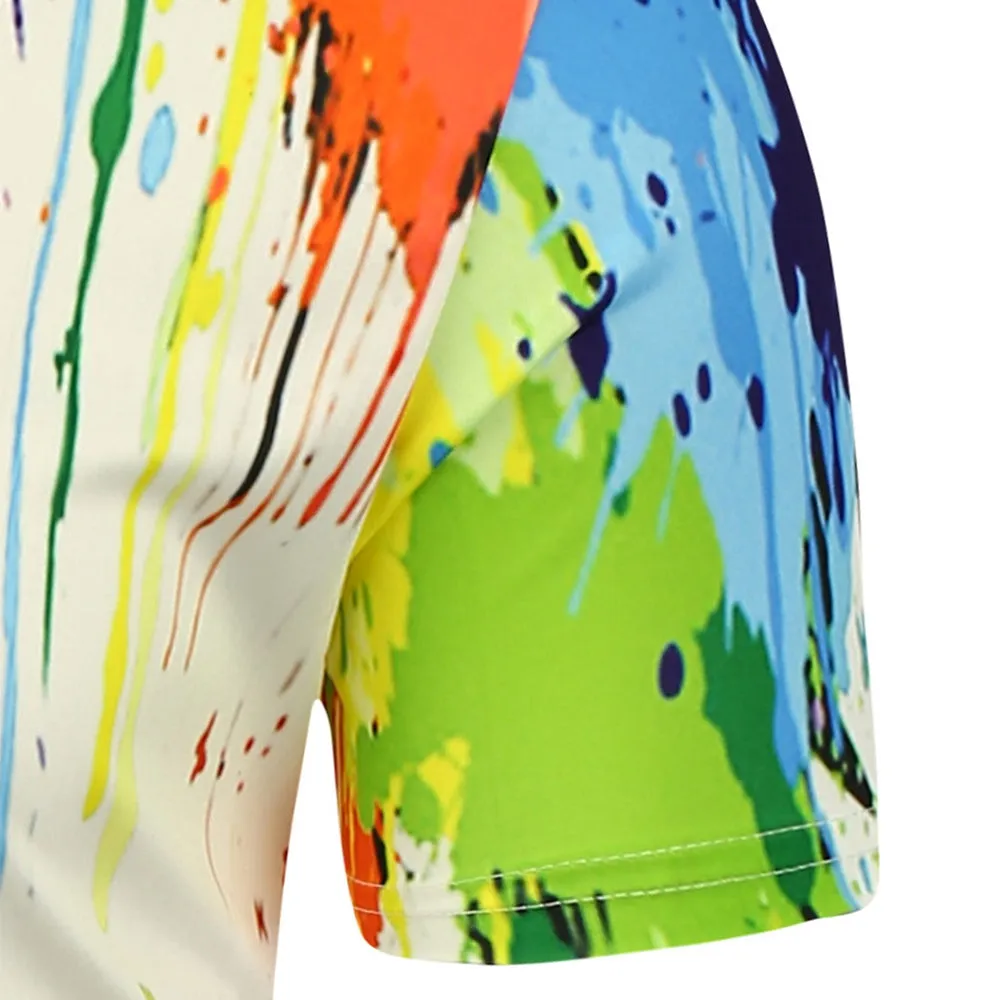 Paint Splatter Men Short Sleeve 3D Printing T-Shirt 1527