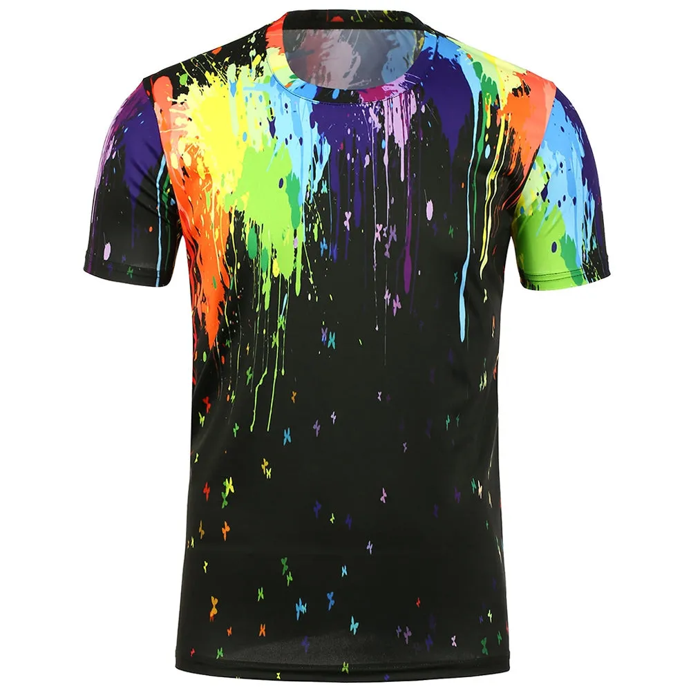 Paint Splatter Men Short Sleeve 3D Printing T-Shirt 1527