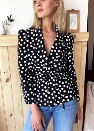 Paris Jacket - Painterly Dots Black   Ivory