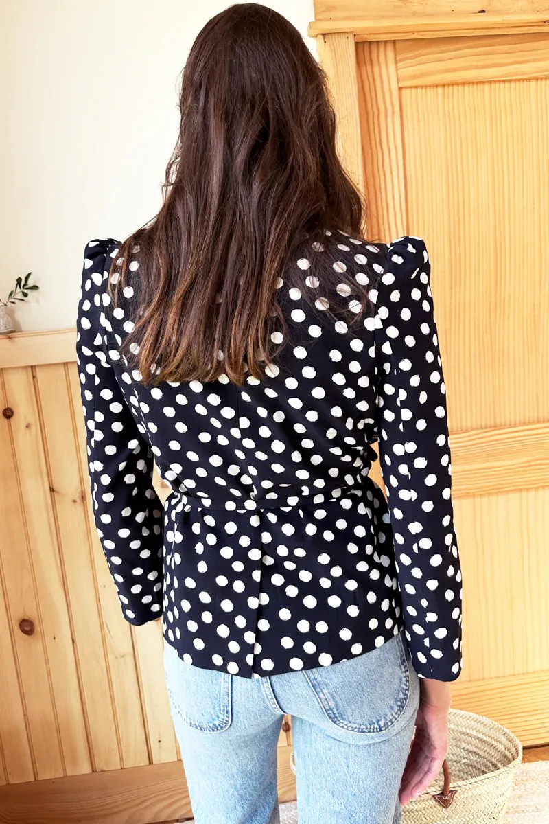 Paris Jacket - Painterly Dots Black   Ivory