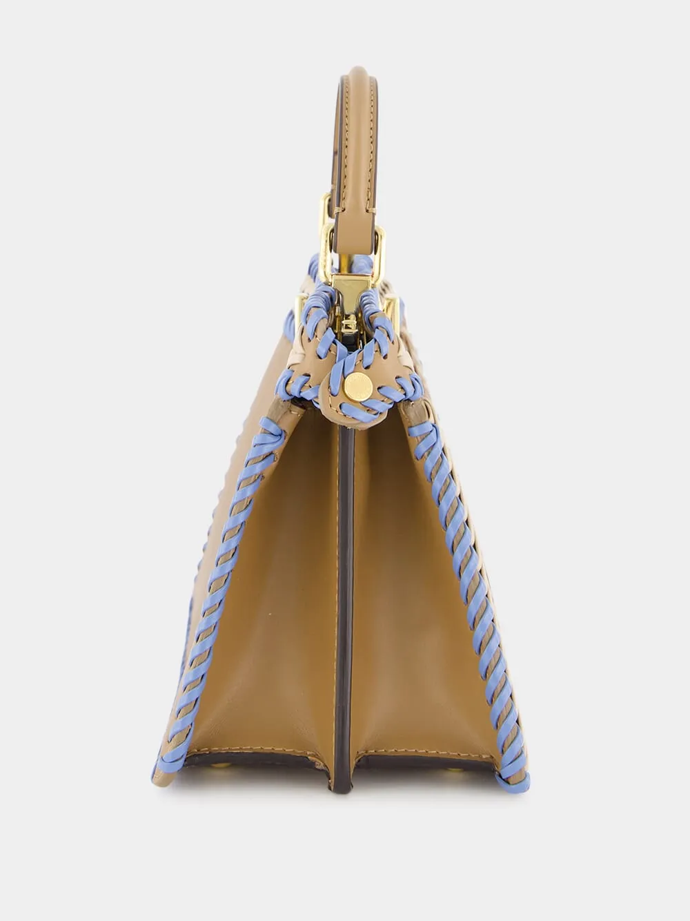 Peekaboo ISeeU Beige and light blue braided Petite Bag