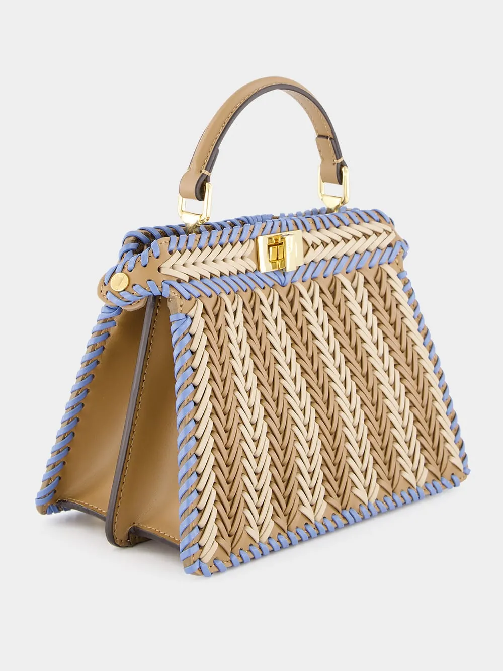 Peekaboo ISeeU Beige and light blue braided Petite Bag