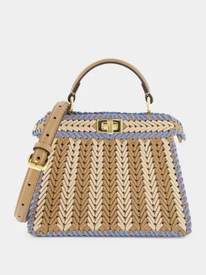 Peekaboo ISeeU Beige and light blue braided Petite Bag